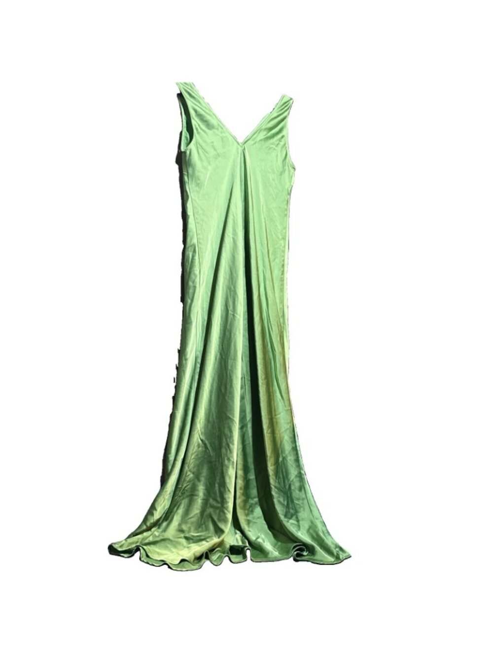H&M Mama Maternity Maxi Dress Women SMALL Green Satin A-Line Sleeveless V Neck